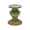 Hello Honey® Distressed Green 2-Tone Sculptural Terracotta Pillar Candle Holder